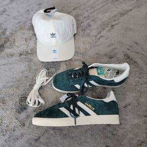 Adidas Gazelle Green Sneakers with Matching Cap